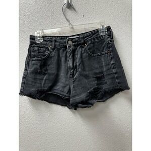 Pacsun High Rise Festival Black Distressed Denim Jean Shorts Size 26‎